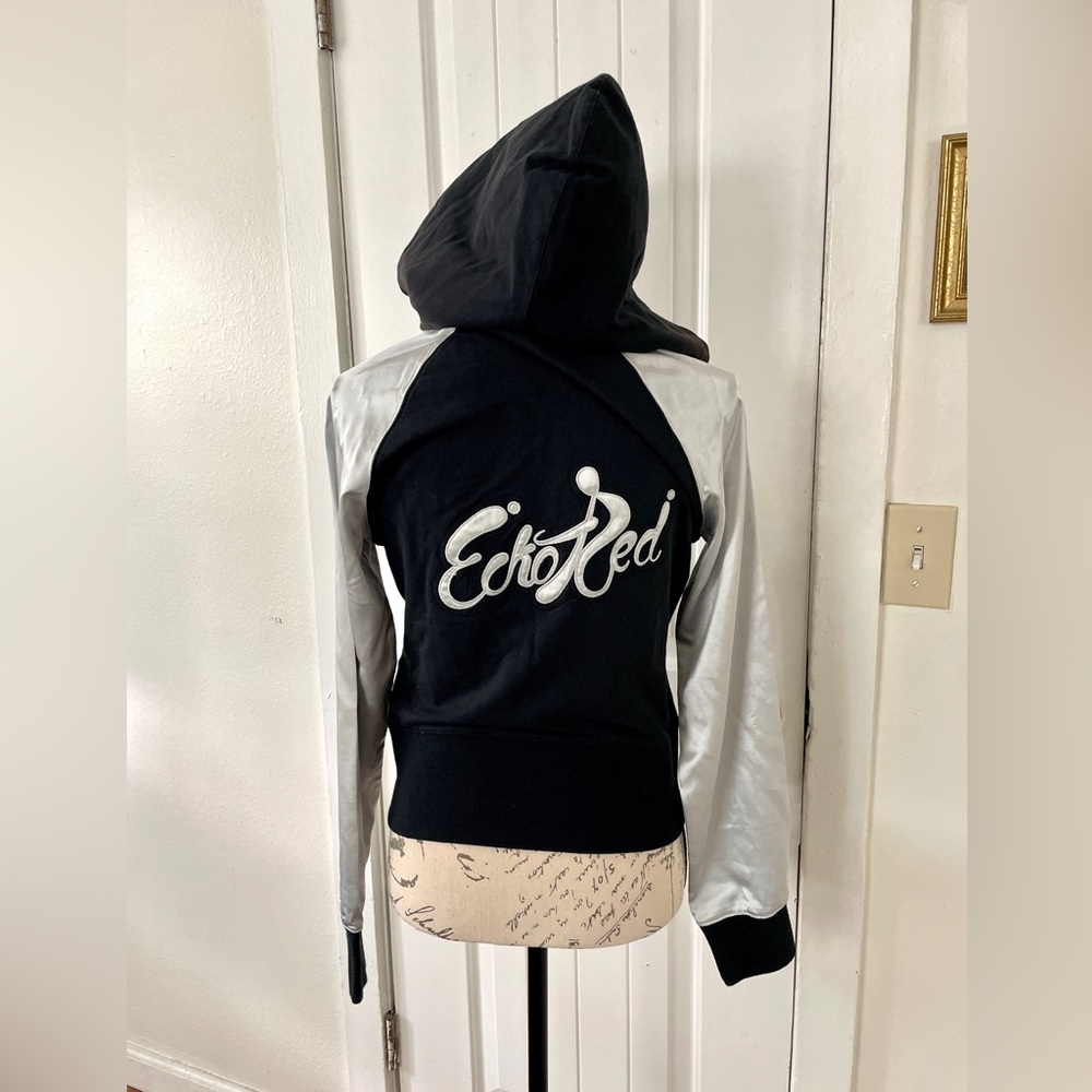 Ecko Red Y2K Women's Black and Silver Sporty Jacket Sz S/M* 2005